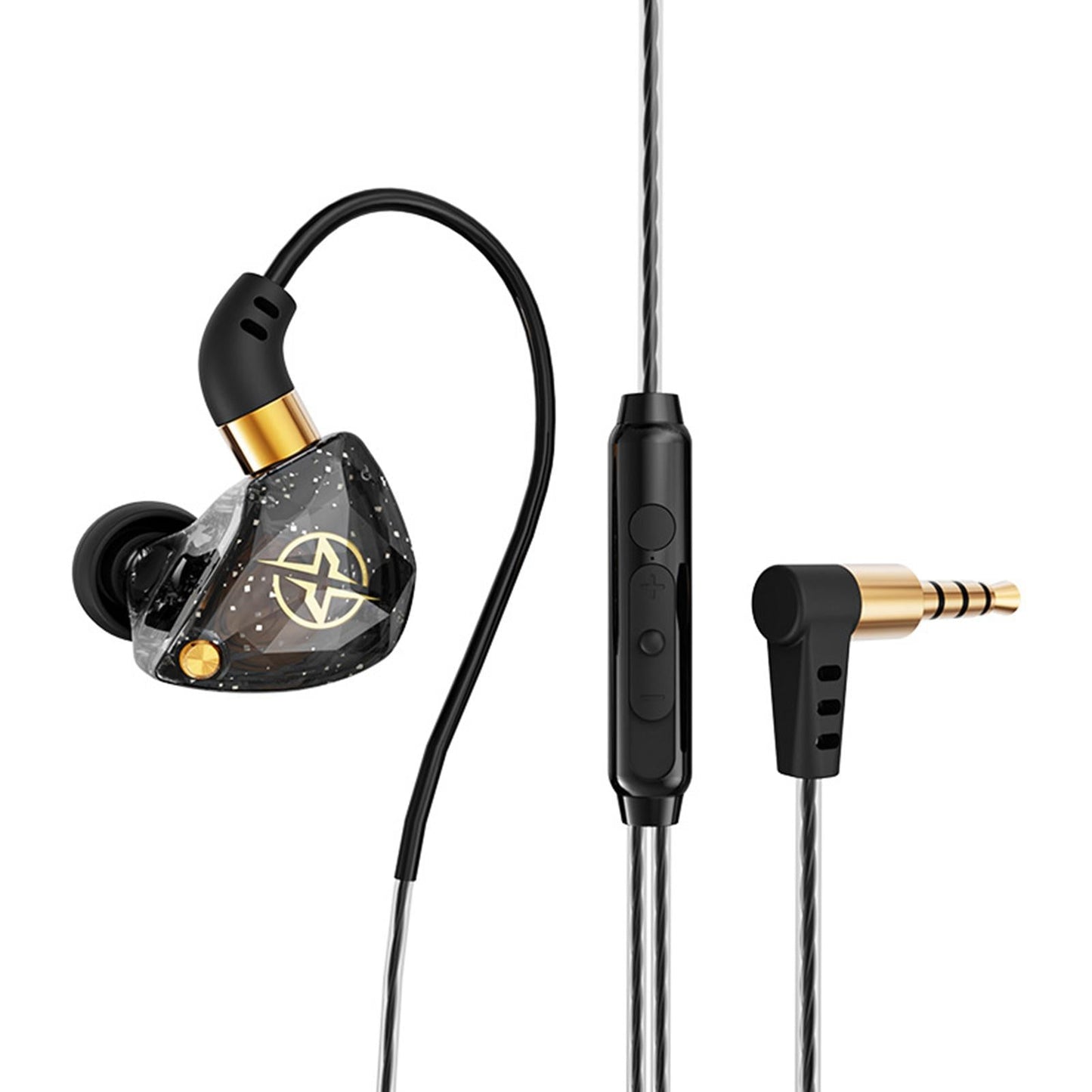 x6 Wired Headphone Wrap In-Ear 360 Deep Bass 3.5mm for Gaming Sports Black