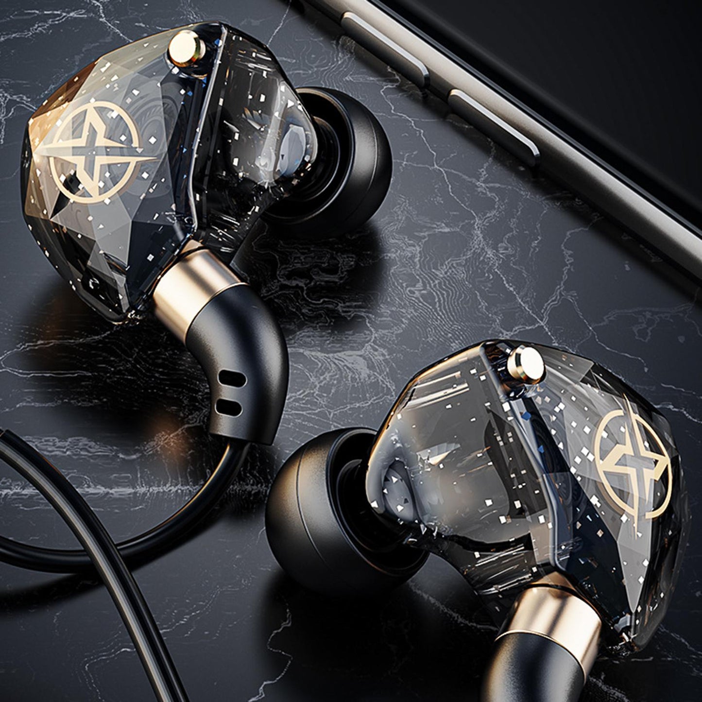 x6 Wired Headphone Wrap In-Ear 360 Deep Bass 3.5mm for Gaming Sports Black