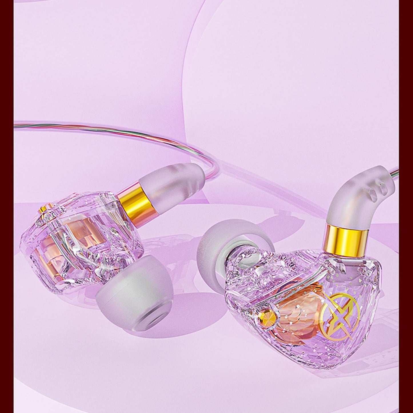 x6 Wired Headphone Wrap In-Ear 360 Deep Bass 3.5mm for Gaming Sports Purple