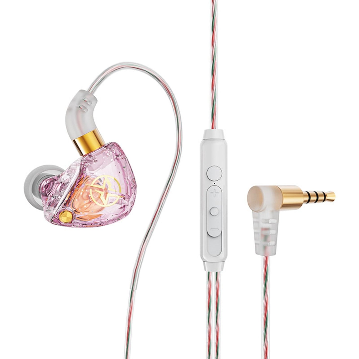 x6 Wired Headphone Wrap In-Ear 360 Deep Bass 3.5mm for Gaming Sports Pink