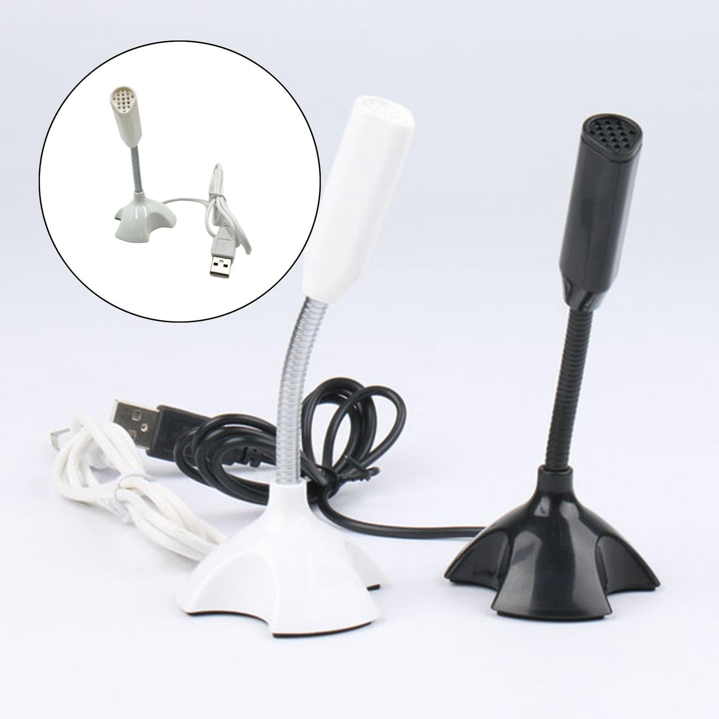 USB Desktop Microphone 360 Degree Pick up Omnidirectional for Studio Speech White