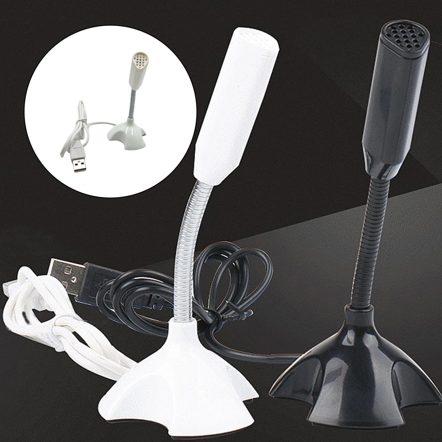 USB Desktop Microphone 360 Degree Pick up Omnidirectional for Studio Speech White