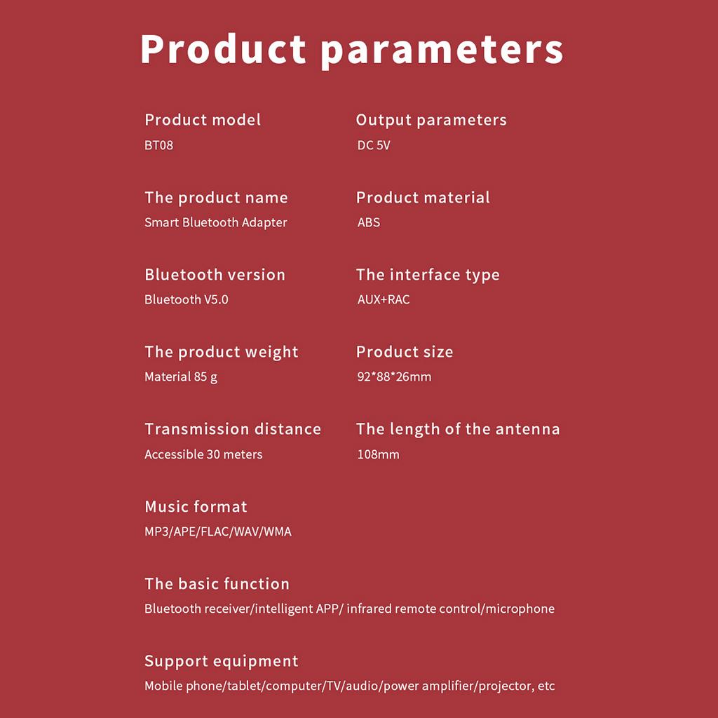 Bluetooth 5.0 Audio Adapter Plug and Play Receiver for TV Tablet Home Stereo