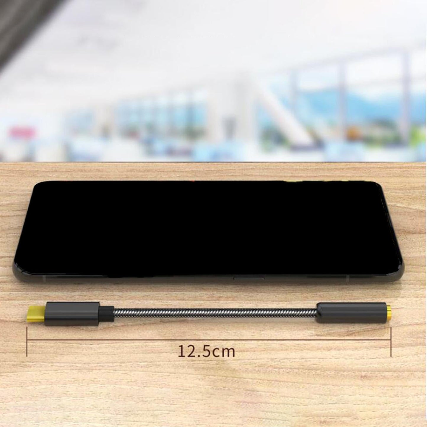 Type C to 3.5mm Audio Adapter Headphone Jack Connector for Cellphones Black