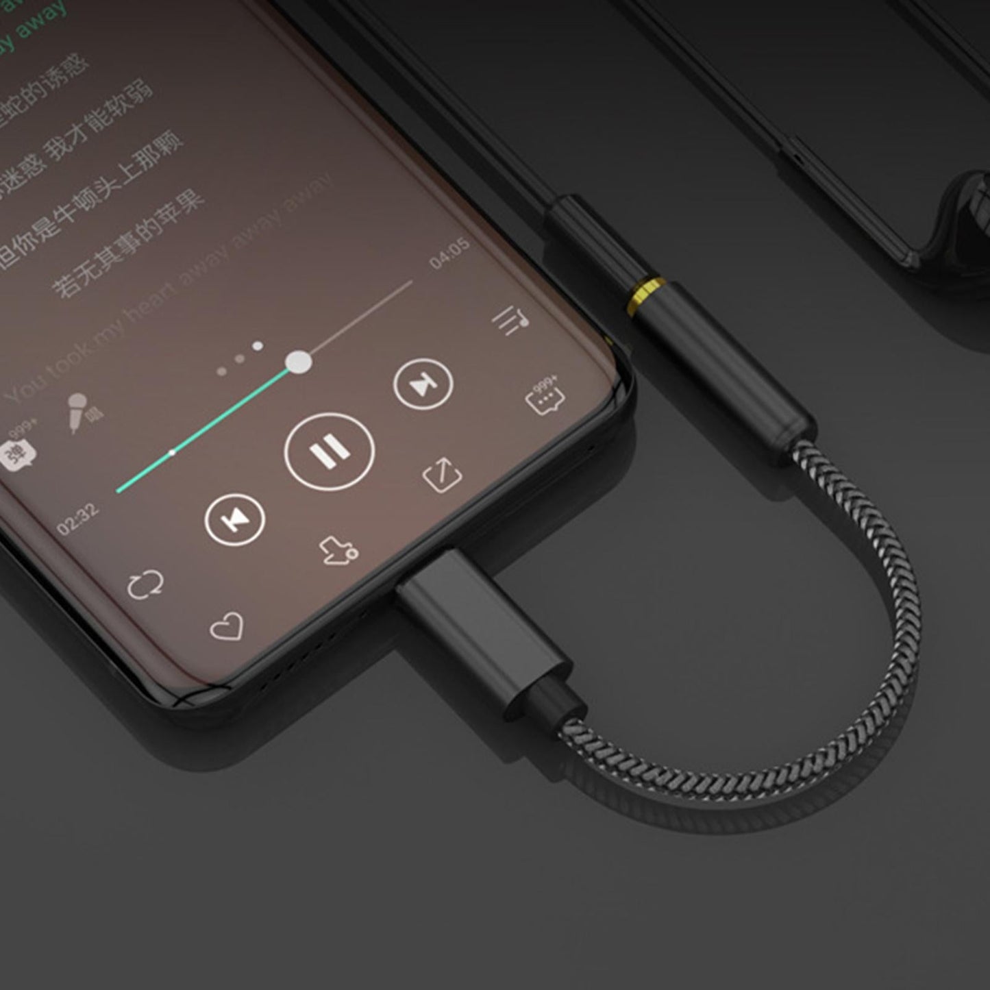 Type C to 3.5mm Audio Adapter Headphone Jack Connector for Cellphones Gray