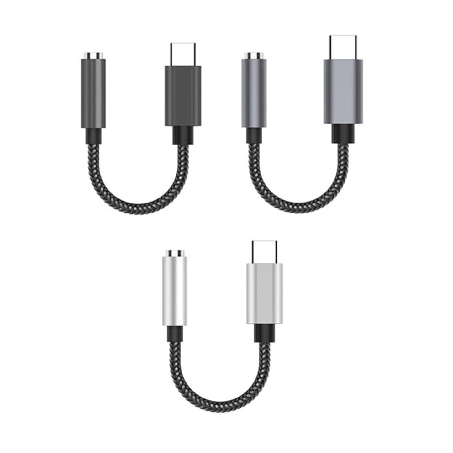 Type C to 3.5mm Audio Adapter Headphone Jack Connector for Cellphones Gray