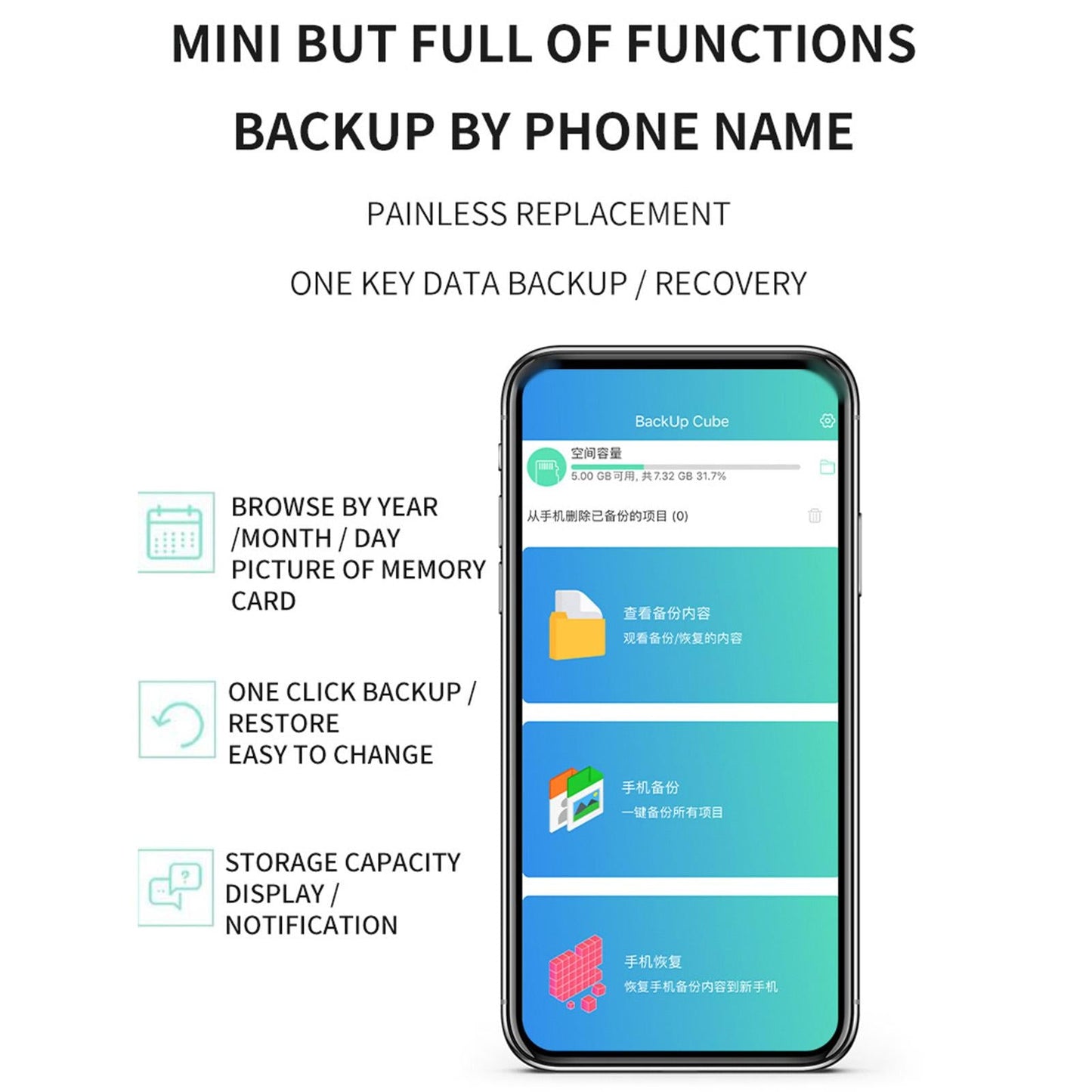 Automatic Backup Device Protable Card Reader Lightweight for iOS System