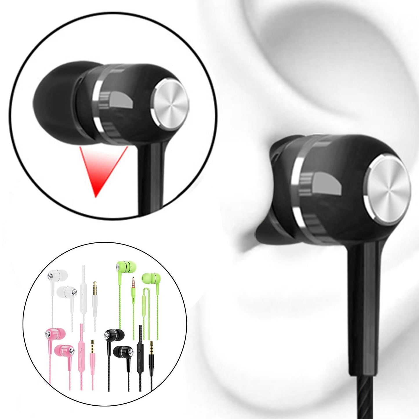 Wired Earphone in Ear Built in Mic Noise Cancellation for Music Adult black