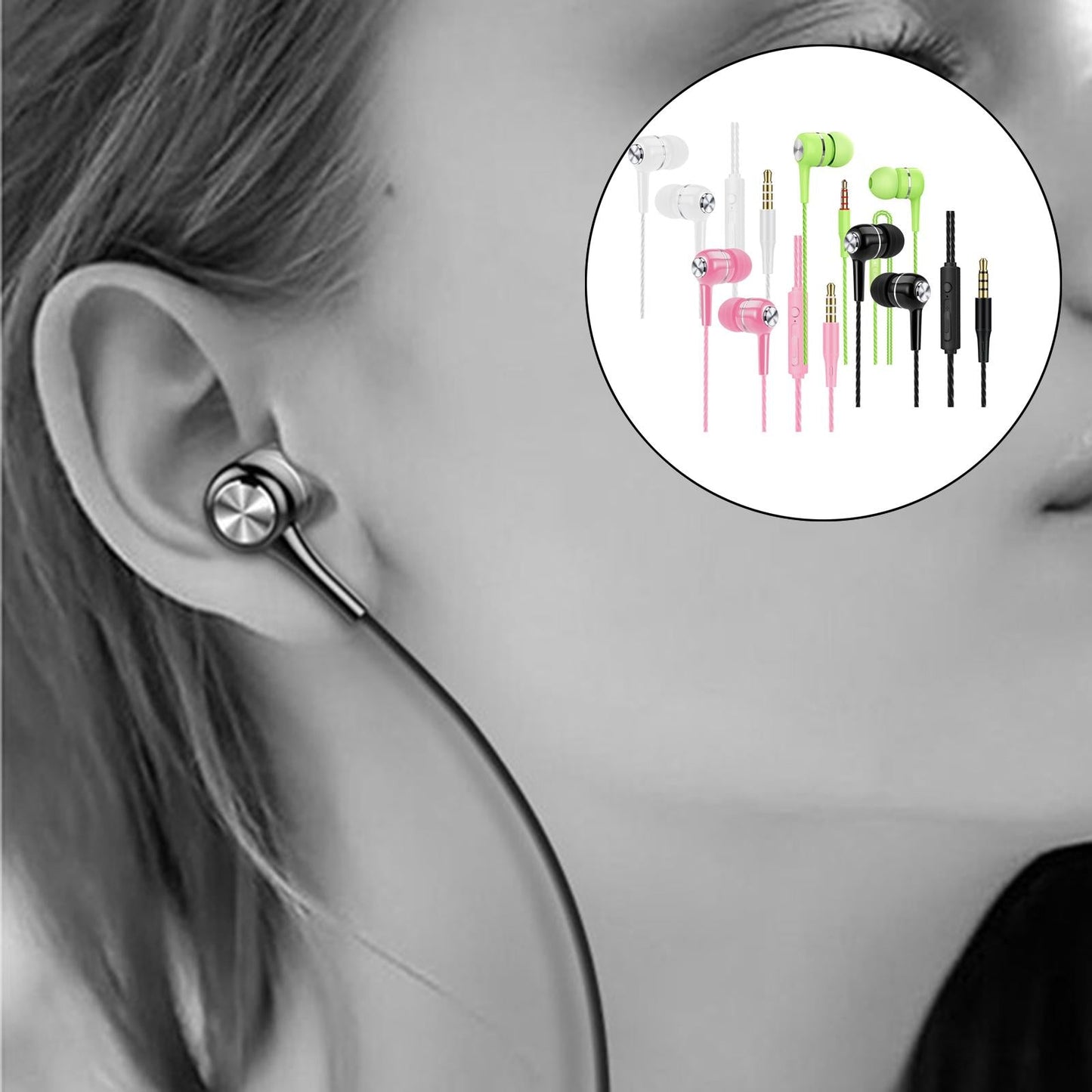Wired Earphone in Ear Built in Mic Noise Cancellation for Music Adult black