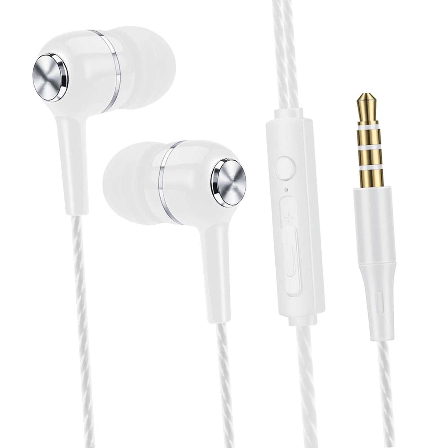 Wired Earphone in Ear Built in Mic Noise Cancellation for Music Adult white