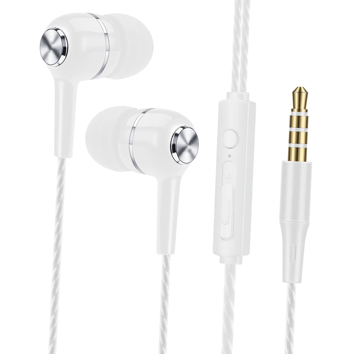 Wired Earphone in Ear Built in Mic Noise Cancellation for Music Adult white