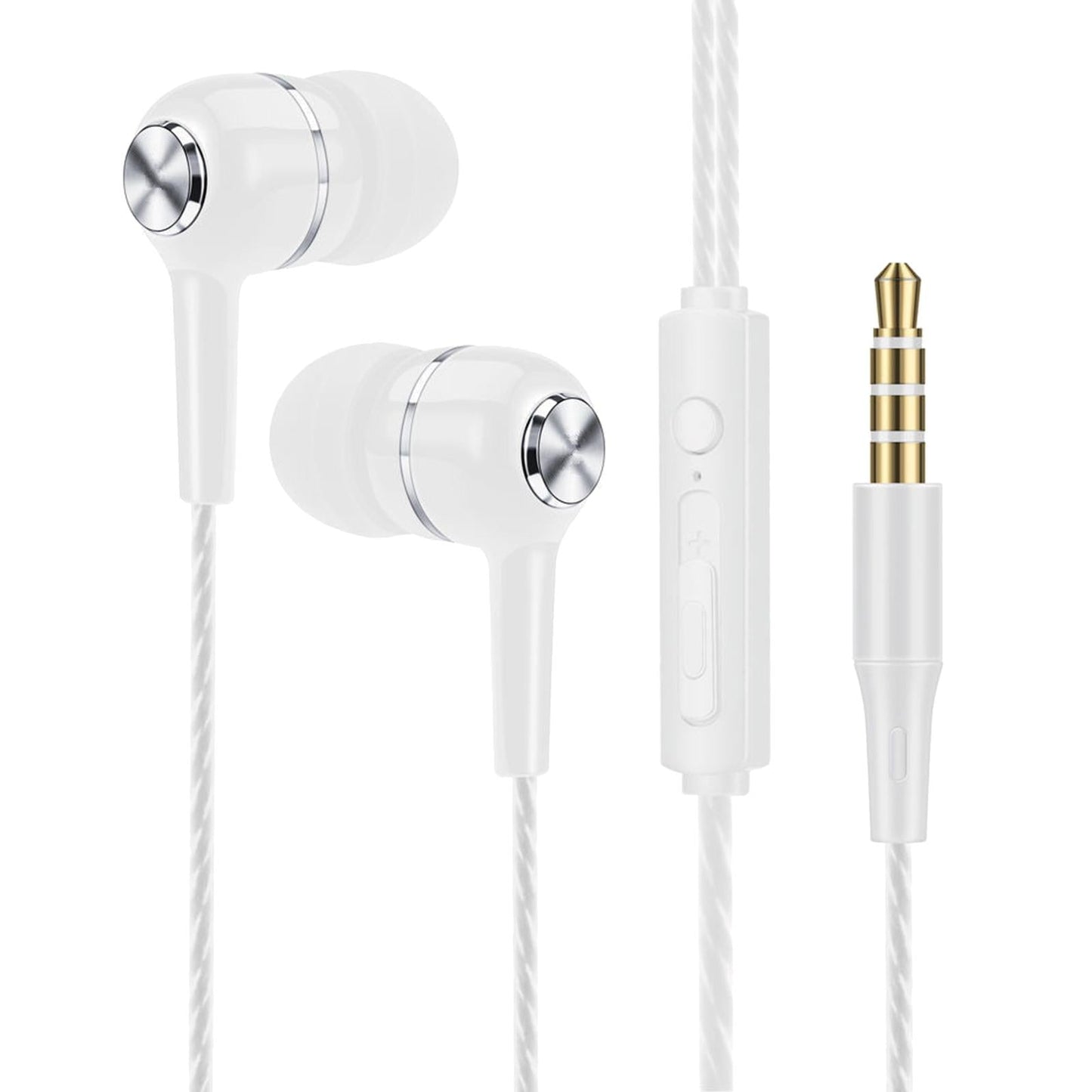 Wired Earphone in Ear Built in Mic Noise Cancellation for Music Adult white