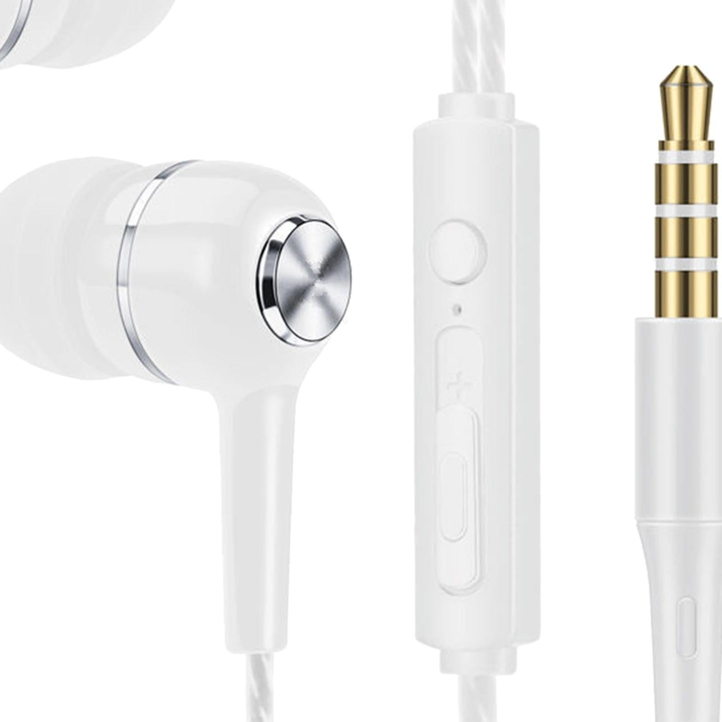 Wired Earphone in Ear Built in Mic Noise Cancellation for Music Adult white