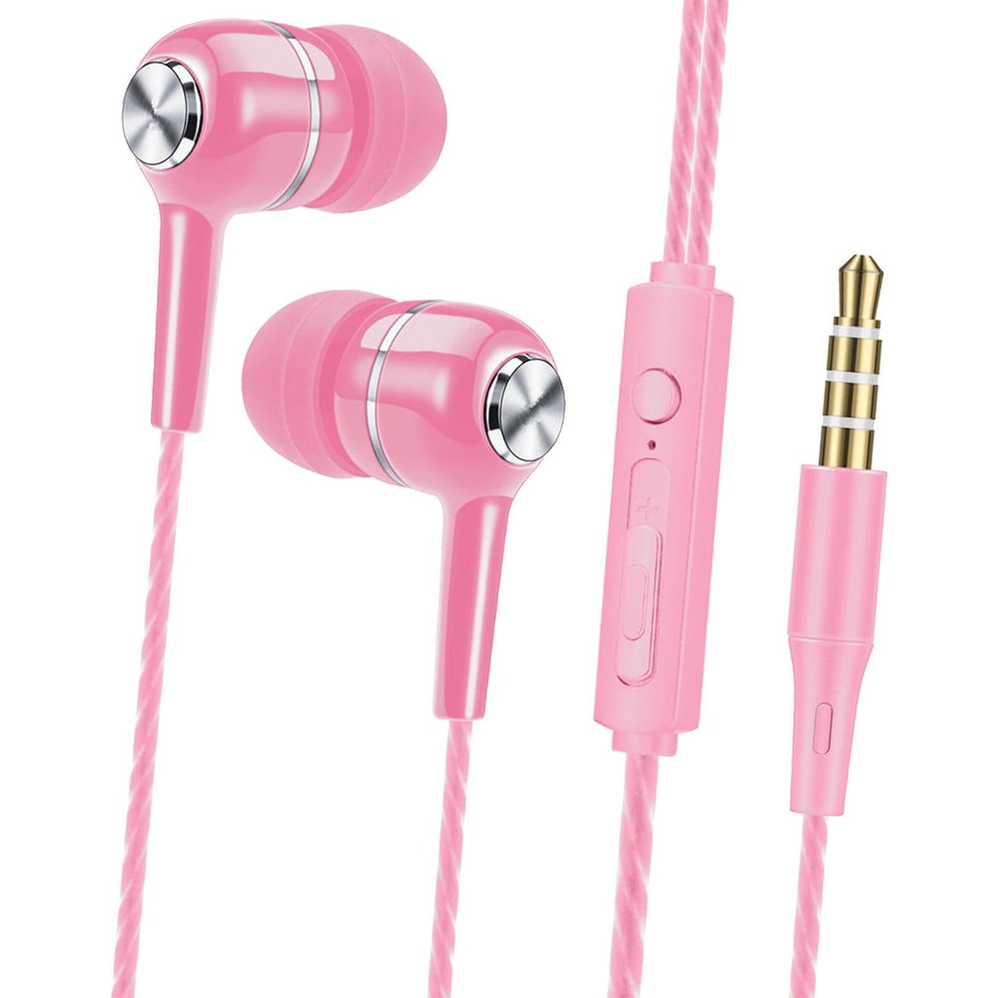 Wired Earphone in Ear Built in Mic Noise Cancellation for Music Adult pink