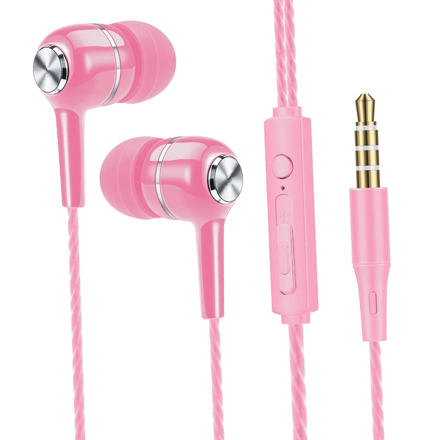 Wired Earphone in Ear Built in Mic Noise Cancellation for Music Adult pink