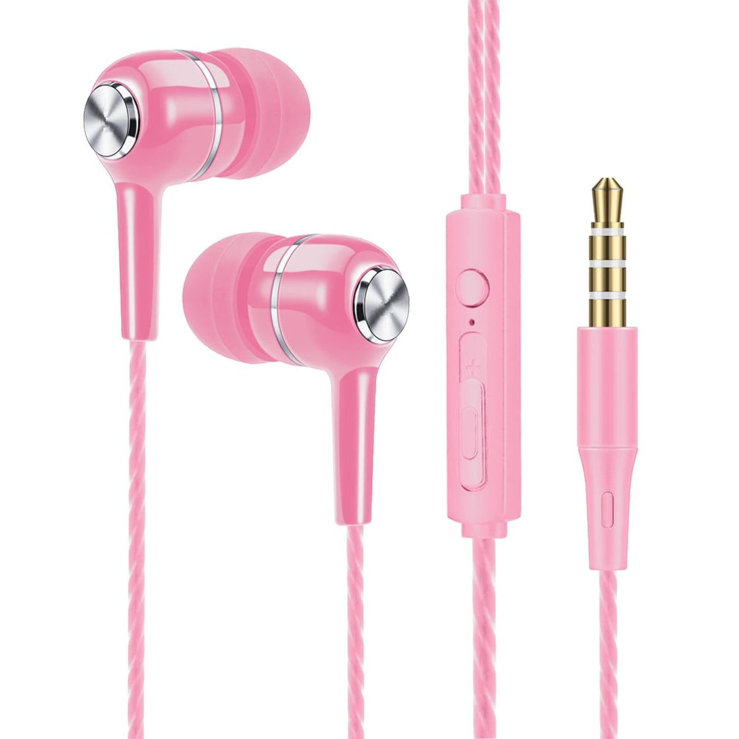 Wired Earphone in Ear Built in Mic Noise Cancellation for Music Adult pink
