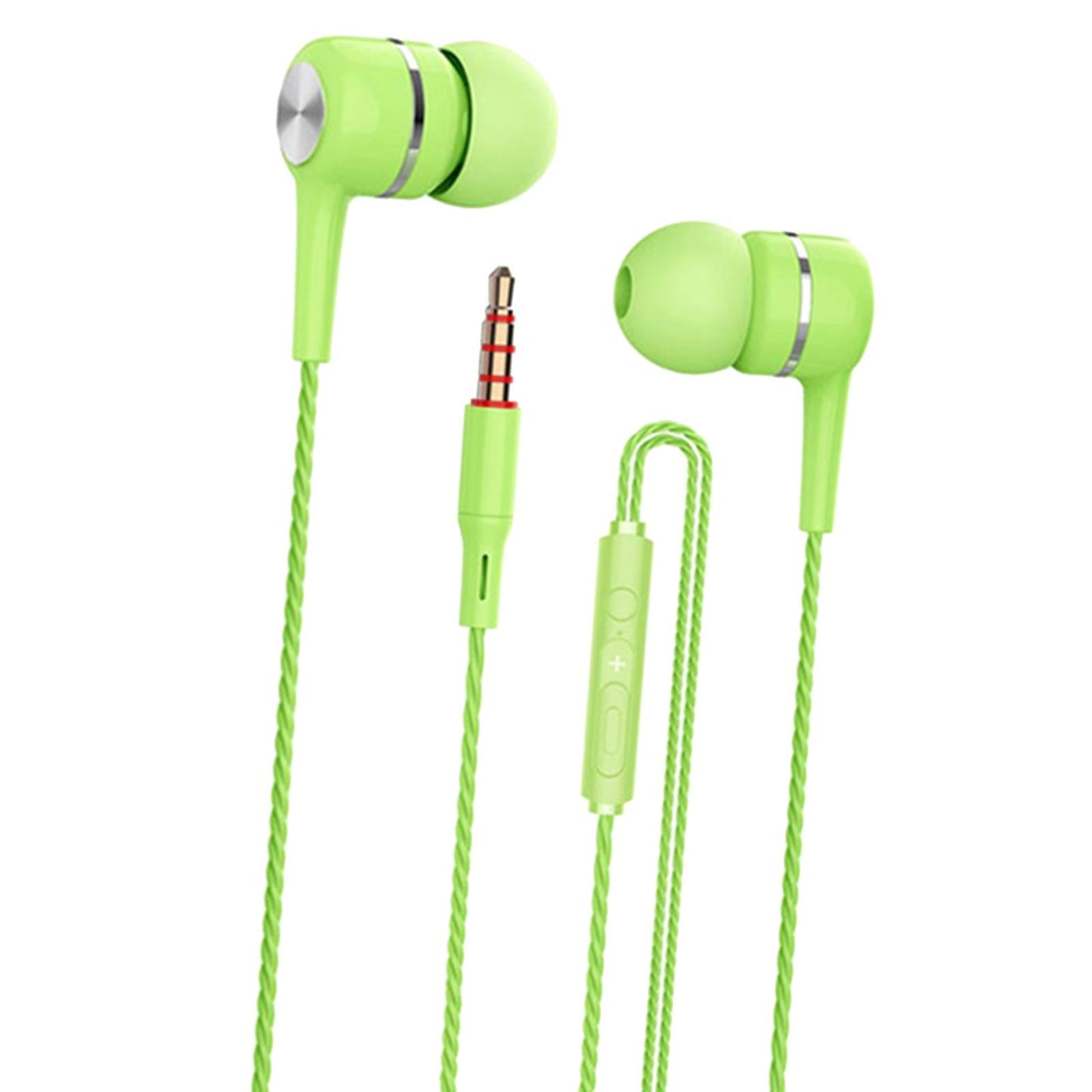 Wired Earphone in Ear Built in Mic Noise Cancellation for Music Adult green