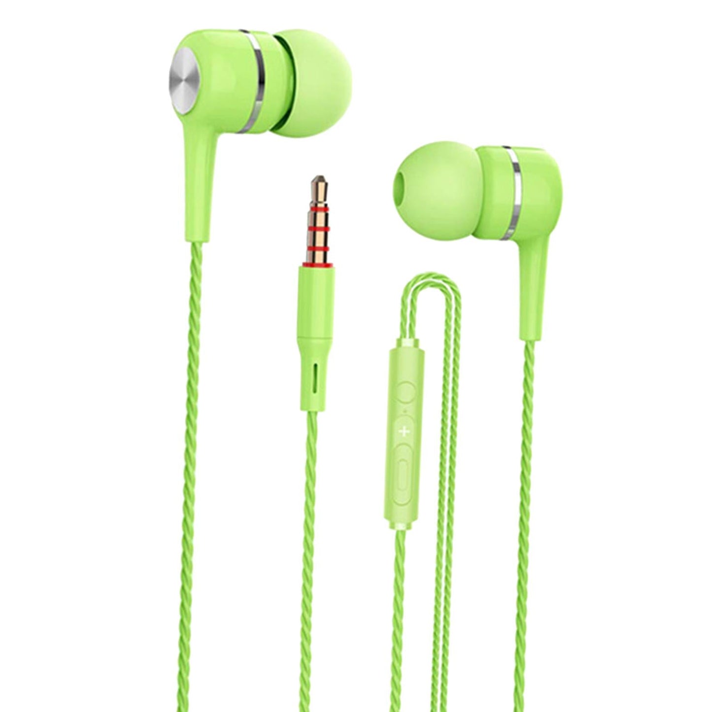 Wired Earphone in Ear Built in Mic Noise Cancellation for Music Adult green
