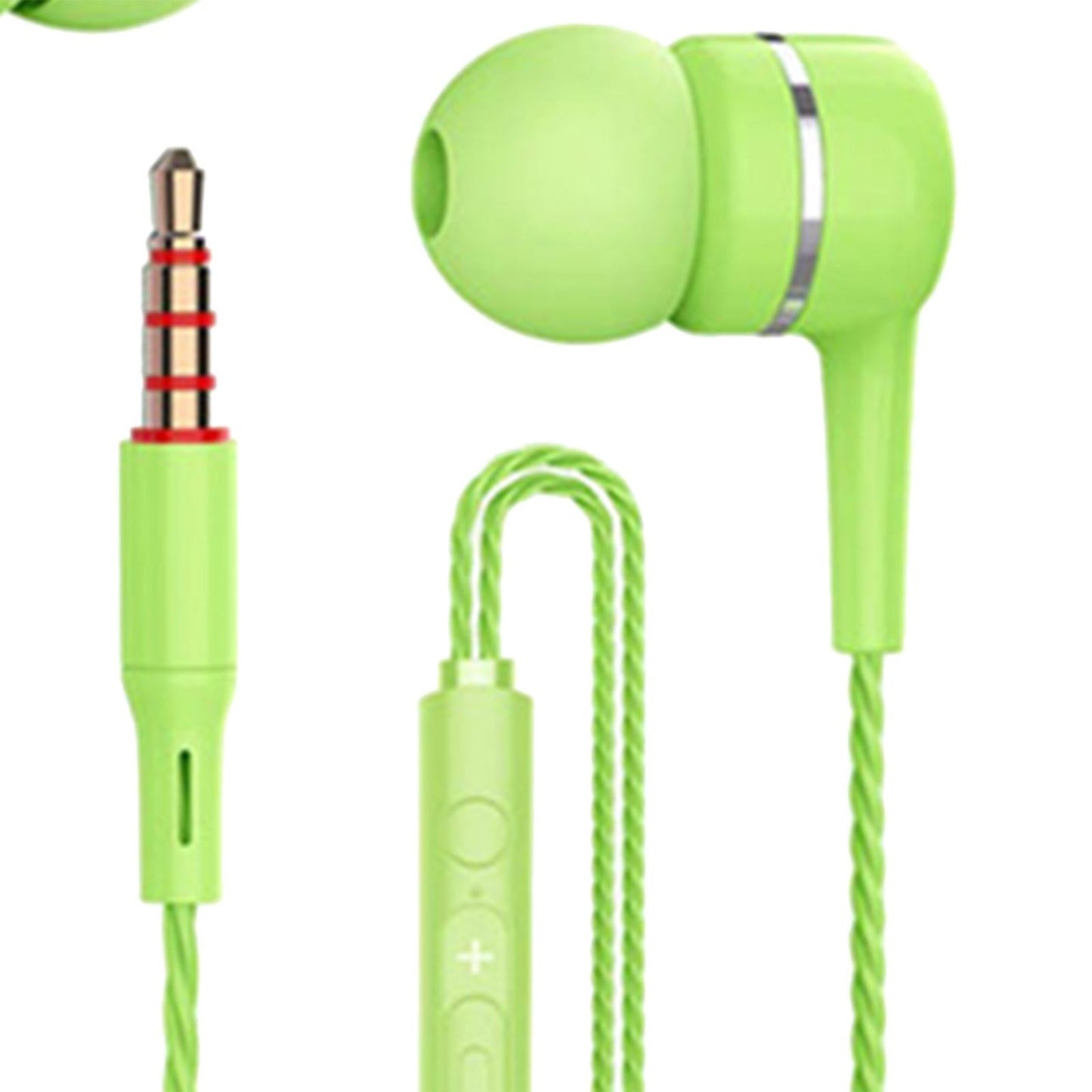 Wired Earphone in Ear Built in Mic Noise Cancellation for Music Adult green