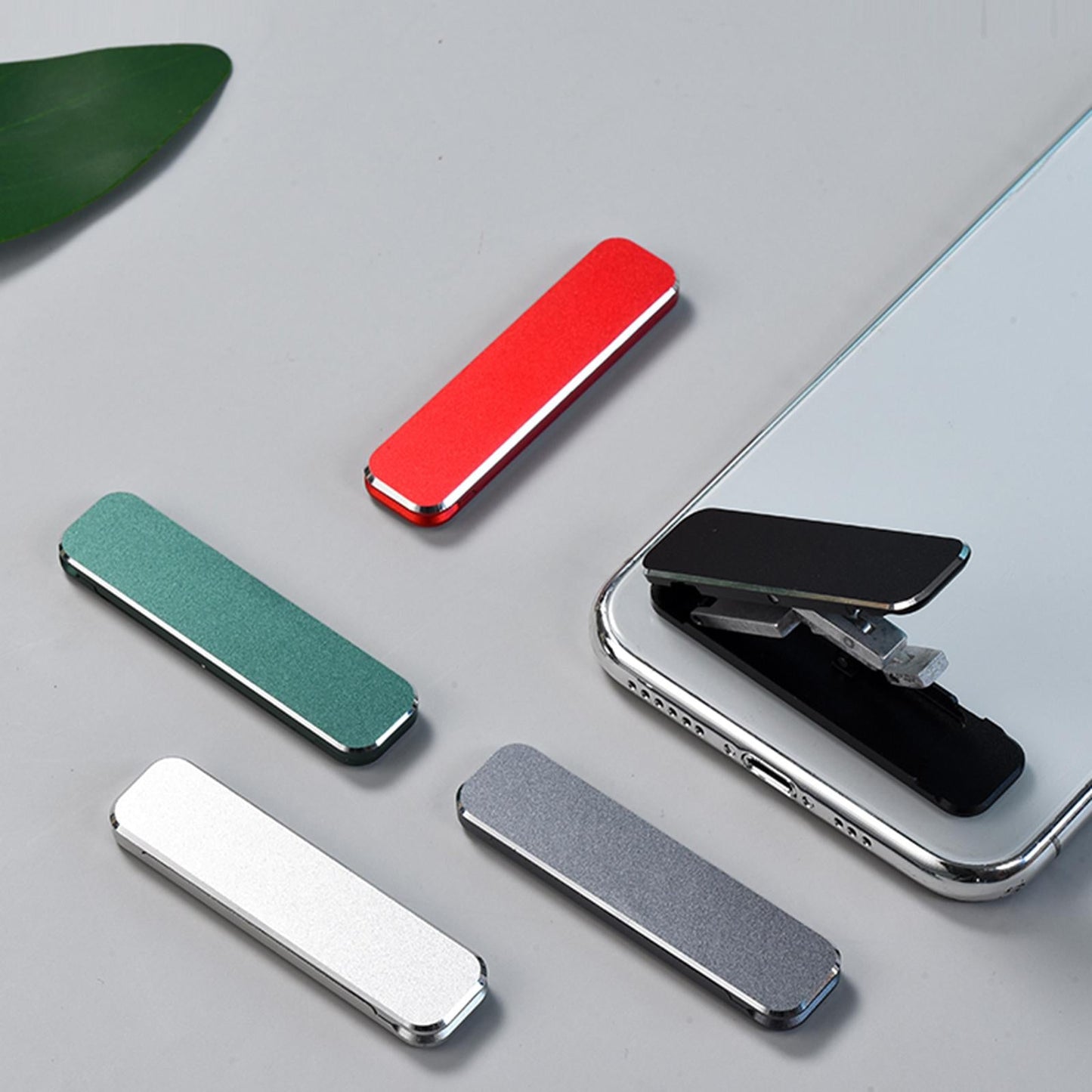 Foldable Cells Phone Stands Holder Desk Holder Hands-Free Aluminium Stick-On Black