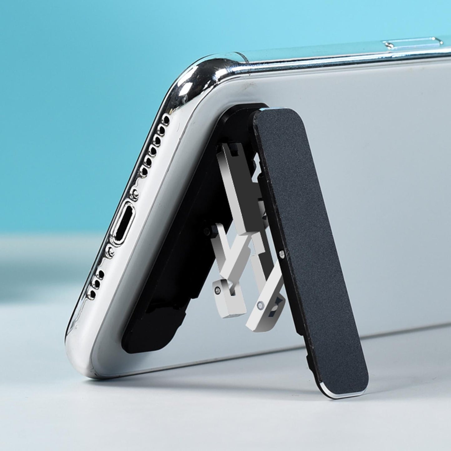 Foldable Cells Phone Stands Holder Desk Holder Hands-Free Aluminium Stick-On Black