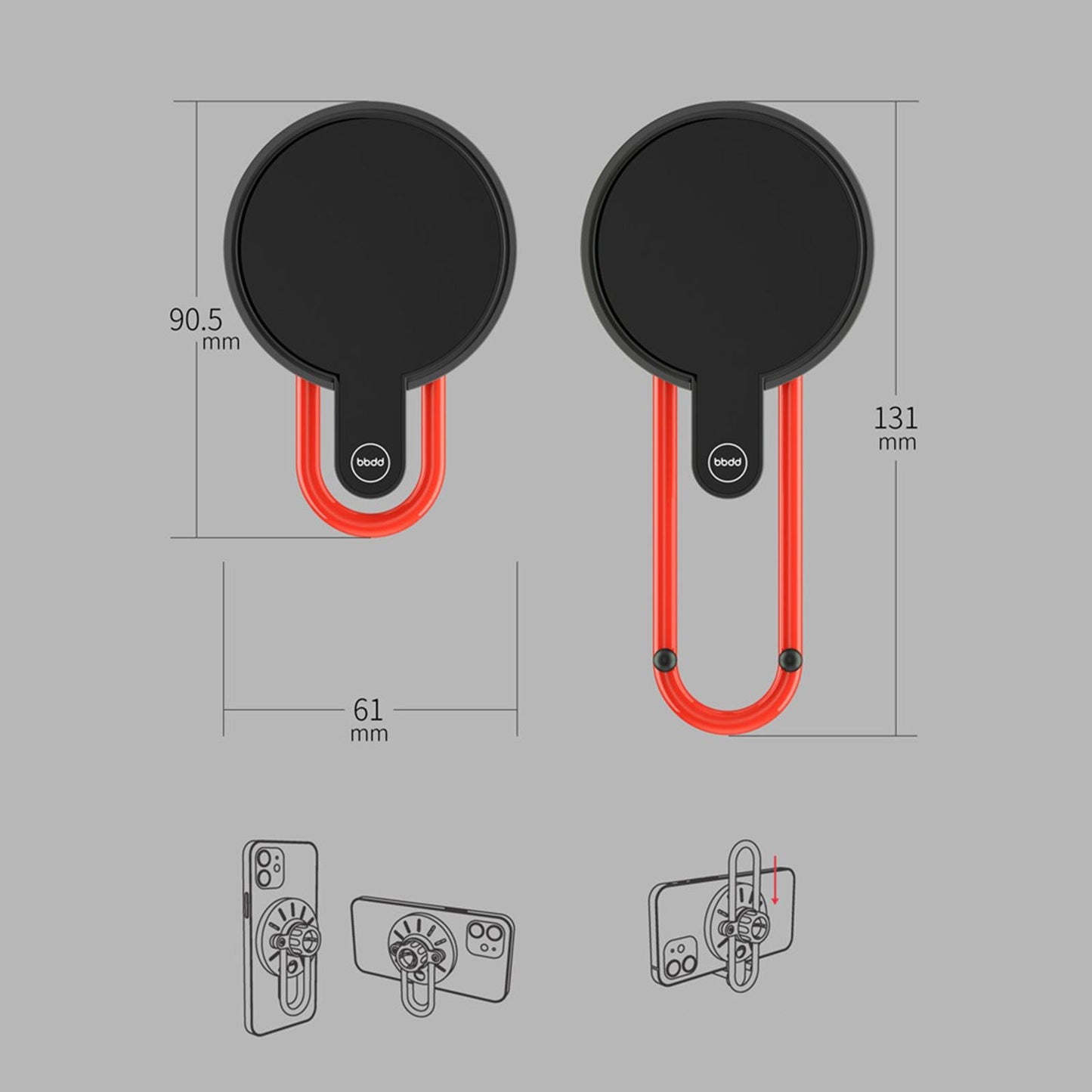 Car Wireless Magnetic Phone Holder for iPhone 12 Car Charger Gray Regular