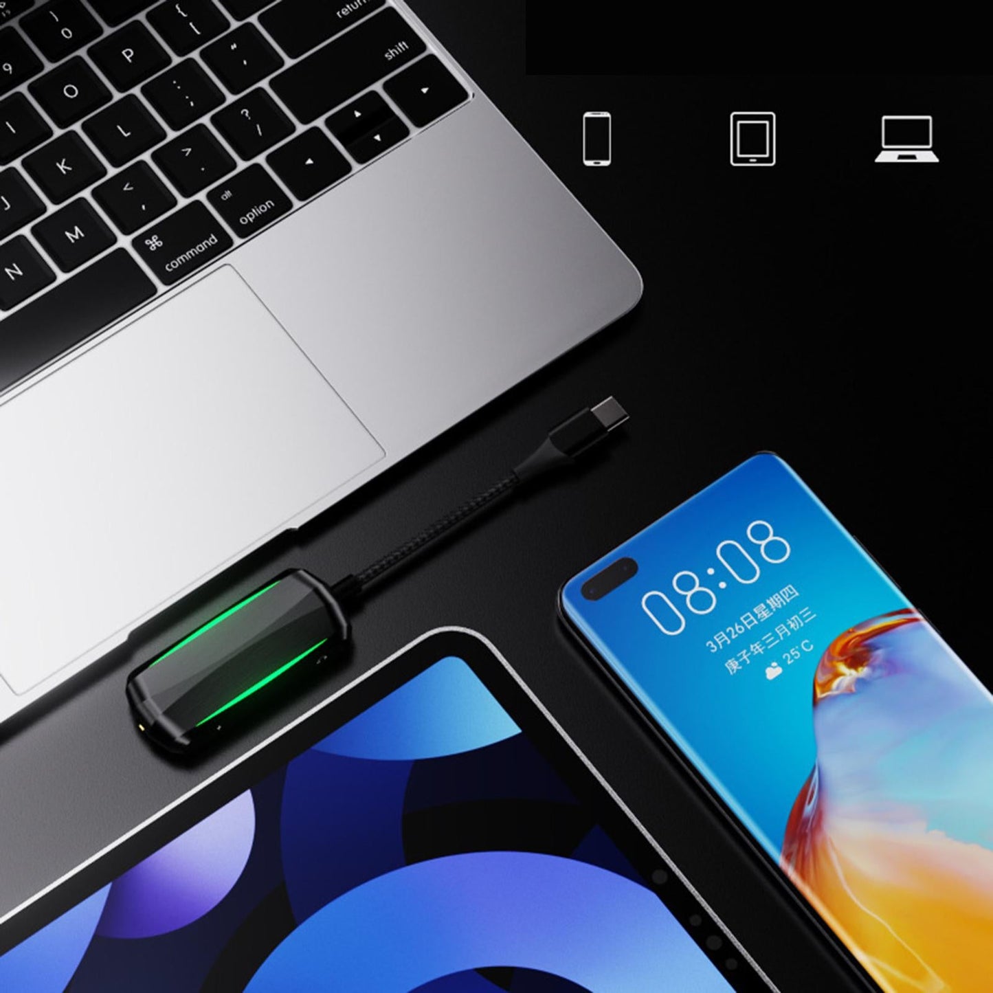 3-In-1 Type-C to 3.5mm Headphone Jack Adapter Lightweight for Notebooks