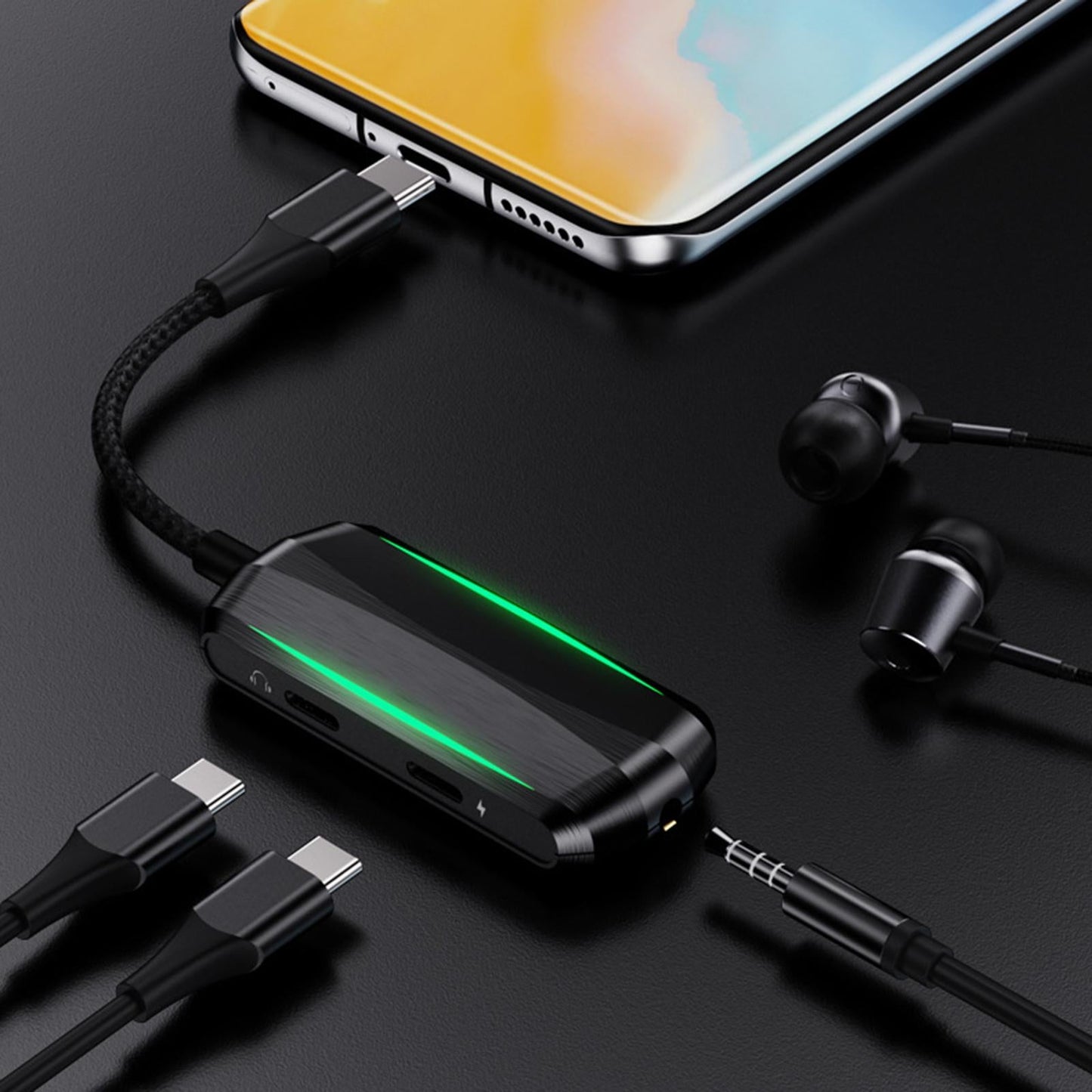 3-In-1 Type-C to 3.5mm Headphone Jack Adapter Lightweight for Notebooks