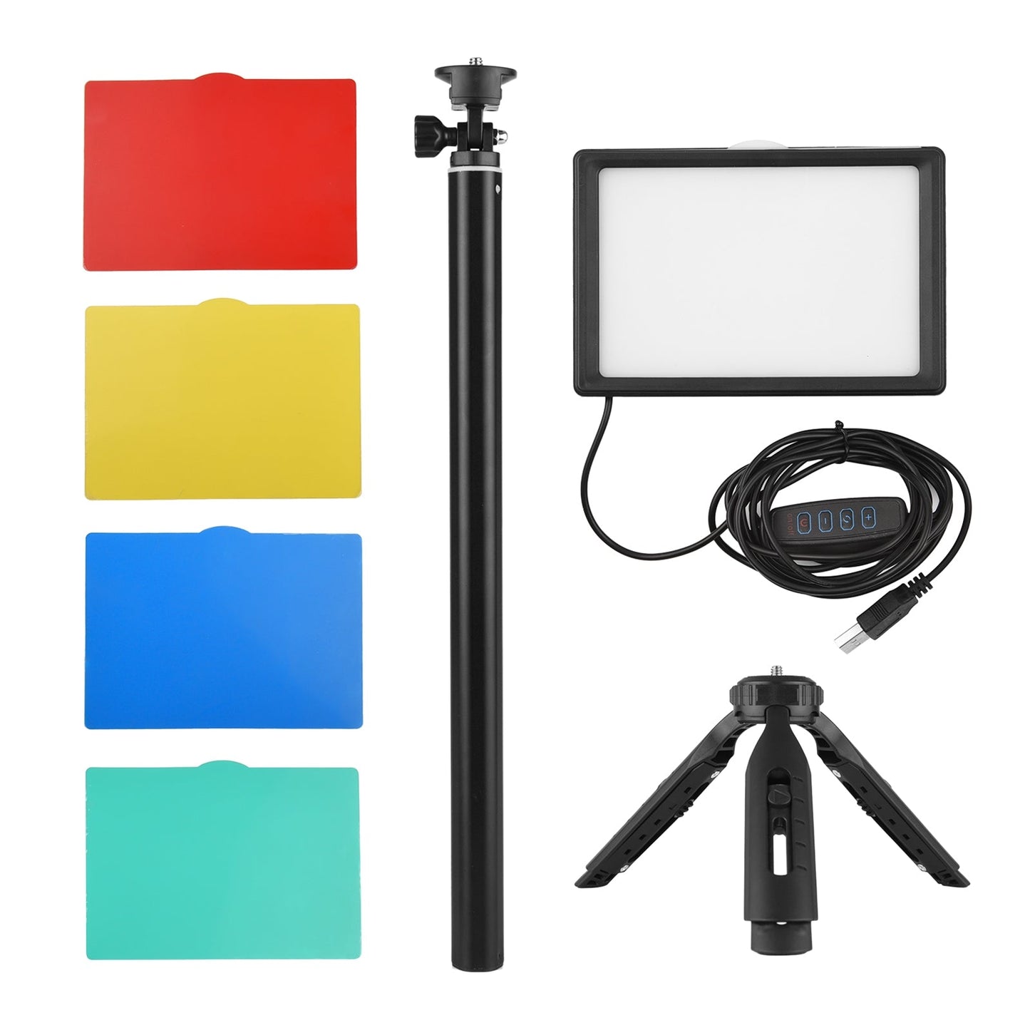 USB LED Video Light Kit Photography Lighting Adjustable Height Tripod Stand