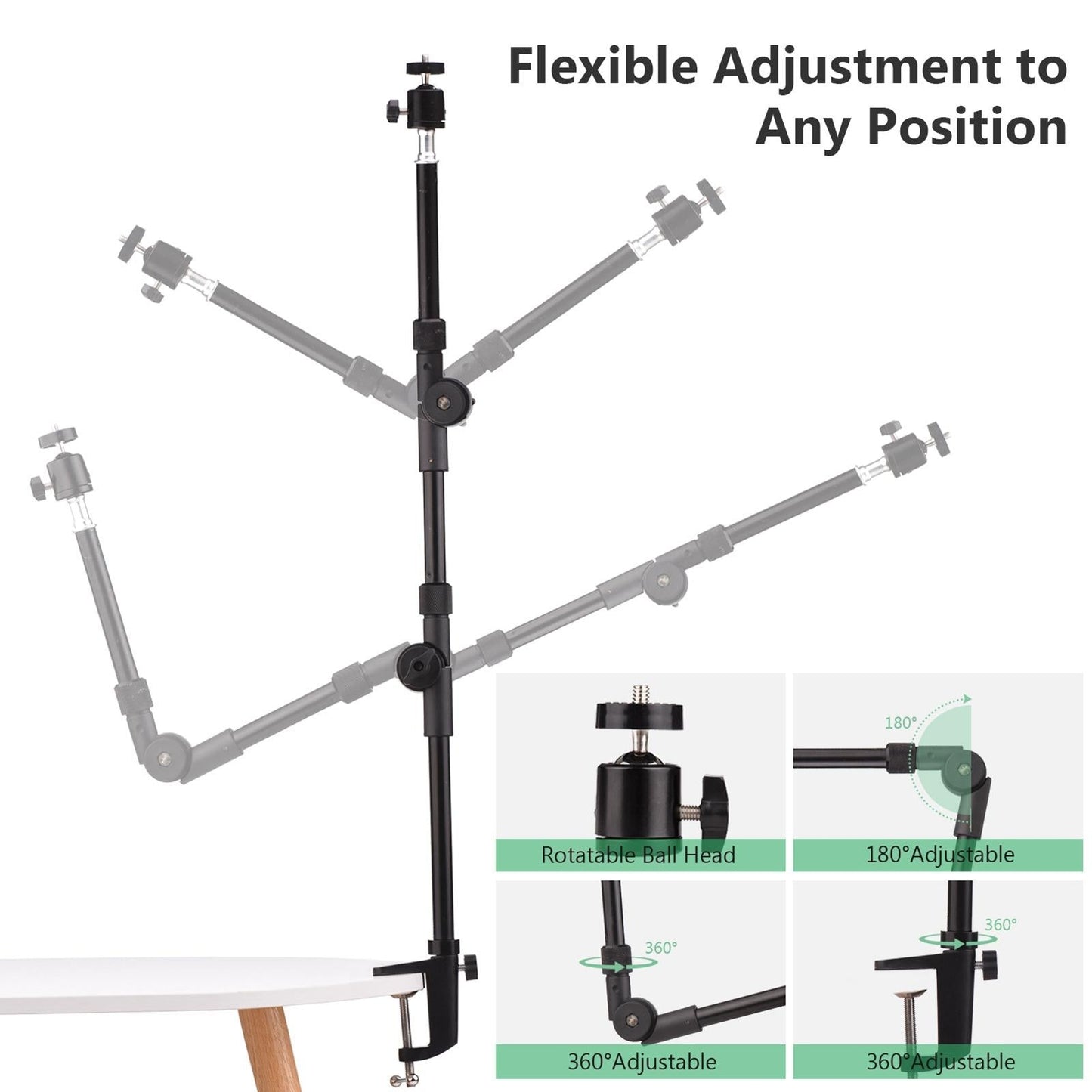 Desk Mount Stand Phone Holder Bracket Accs Organizers Webcam 1/4 Screw