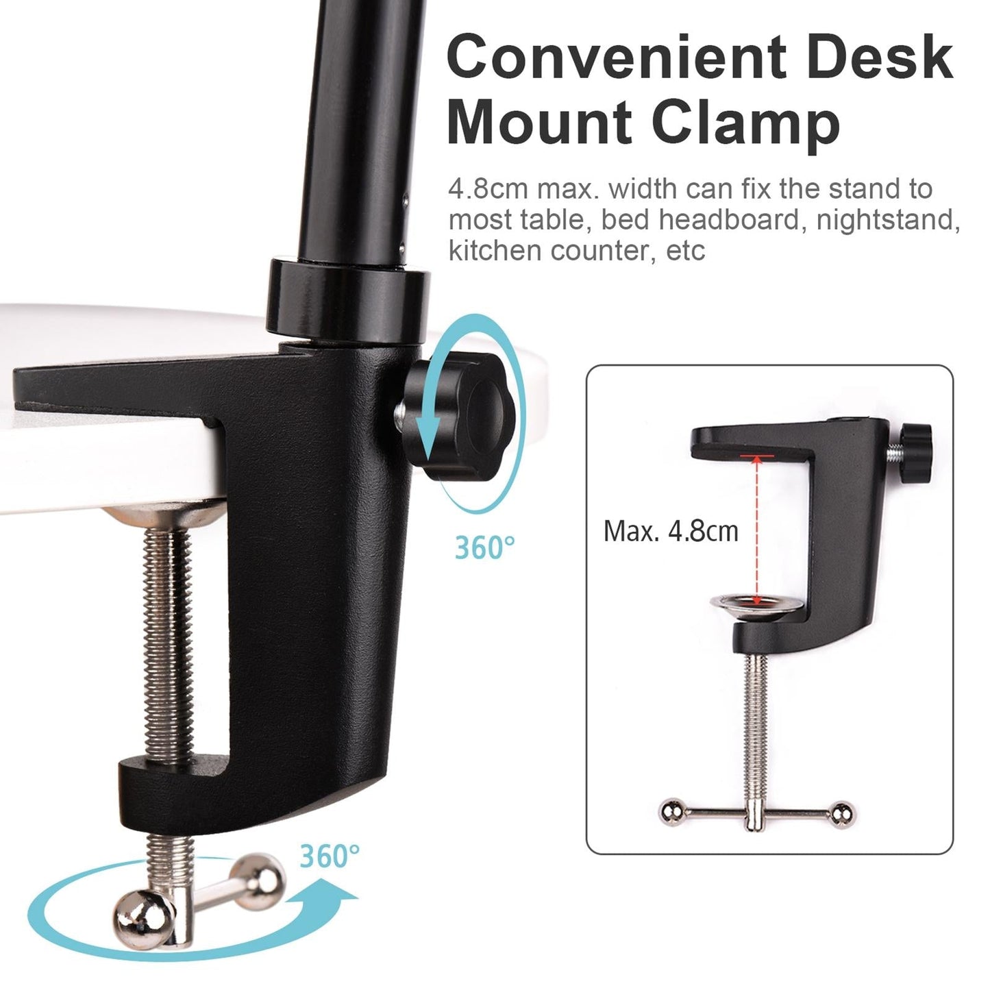 Desk Mount Stand Phone Holder Bracket Accs Organizers Webcam 1/4 Screw
