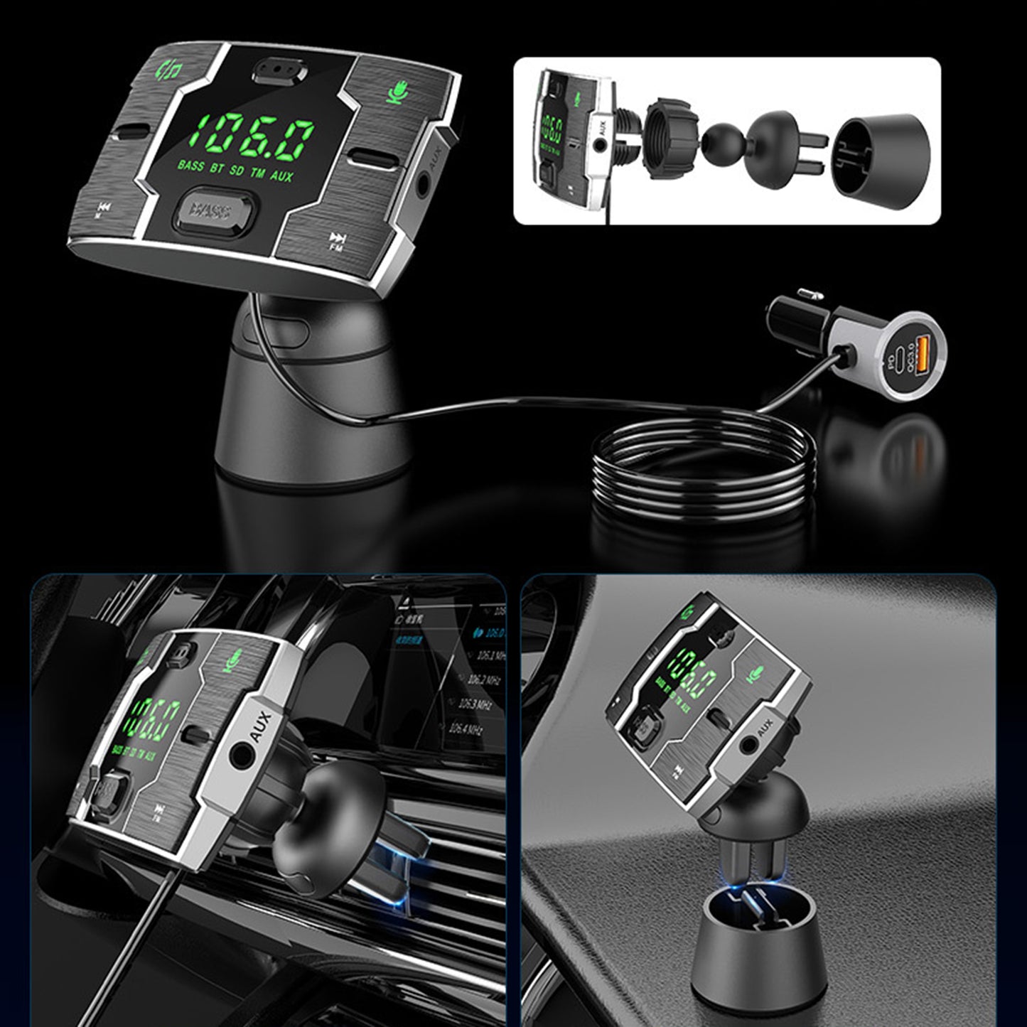 BC75 Bluetooth FM Transmitter Auto MP3 Calling Music Player