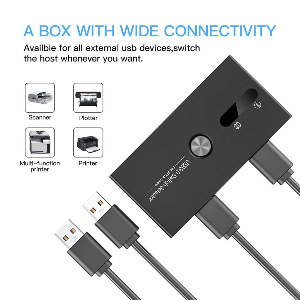 USB3.0 Switch Selector Switcher Box Hub 2 in 4 Output ,Button and LED Design