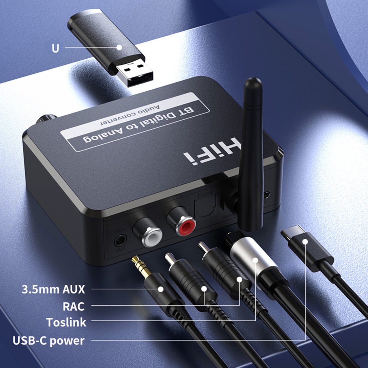 Bluetooth 5.1 Audio Transmitter Receiver Coaxial Optical Fiber 3.5mm AUX