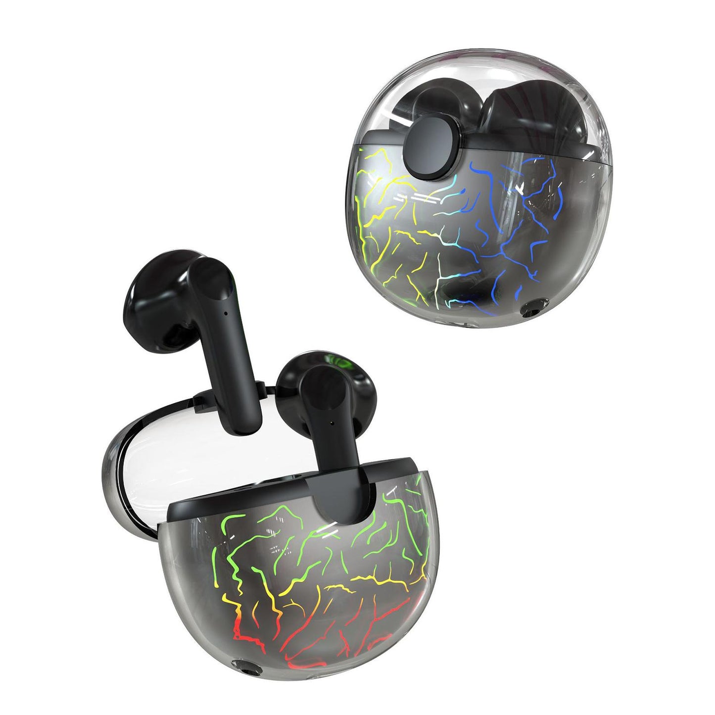 Earphones EarbudsTouch Control Breathing Light HiFi Sound Low-Latency Black