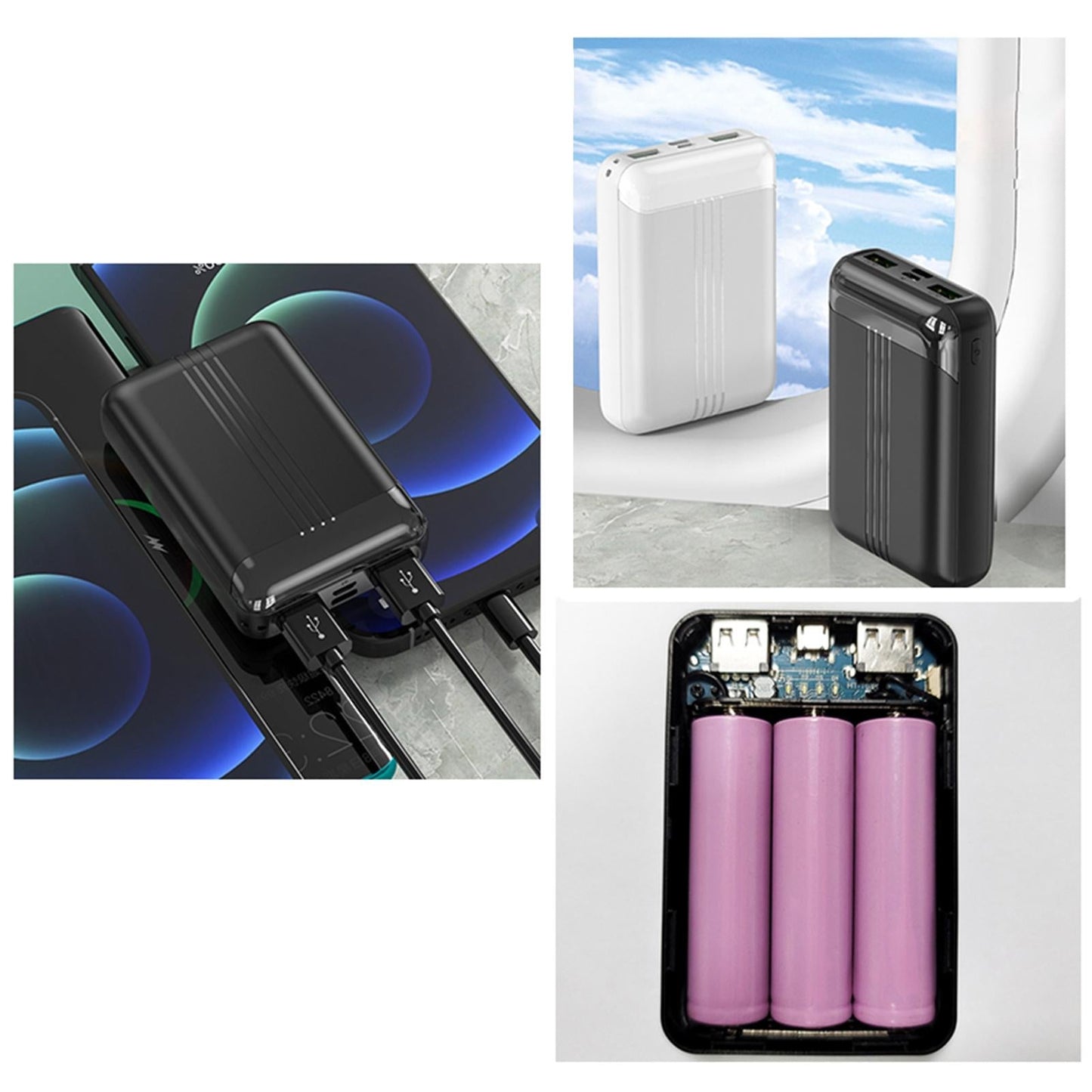 Portable DIY Power Bank Box 3x18650 Charging 3.0 Detachable Shell Case
