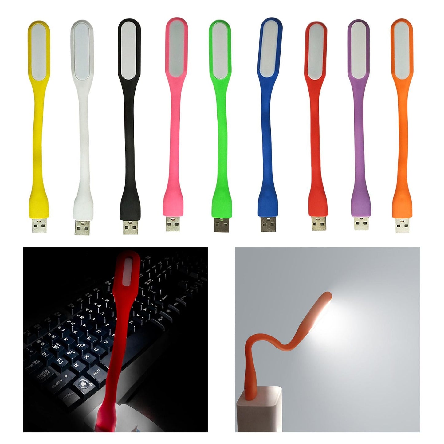 Flexible LED Light Lamp Portable Adjustable for Laptop Eye Care white