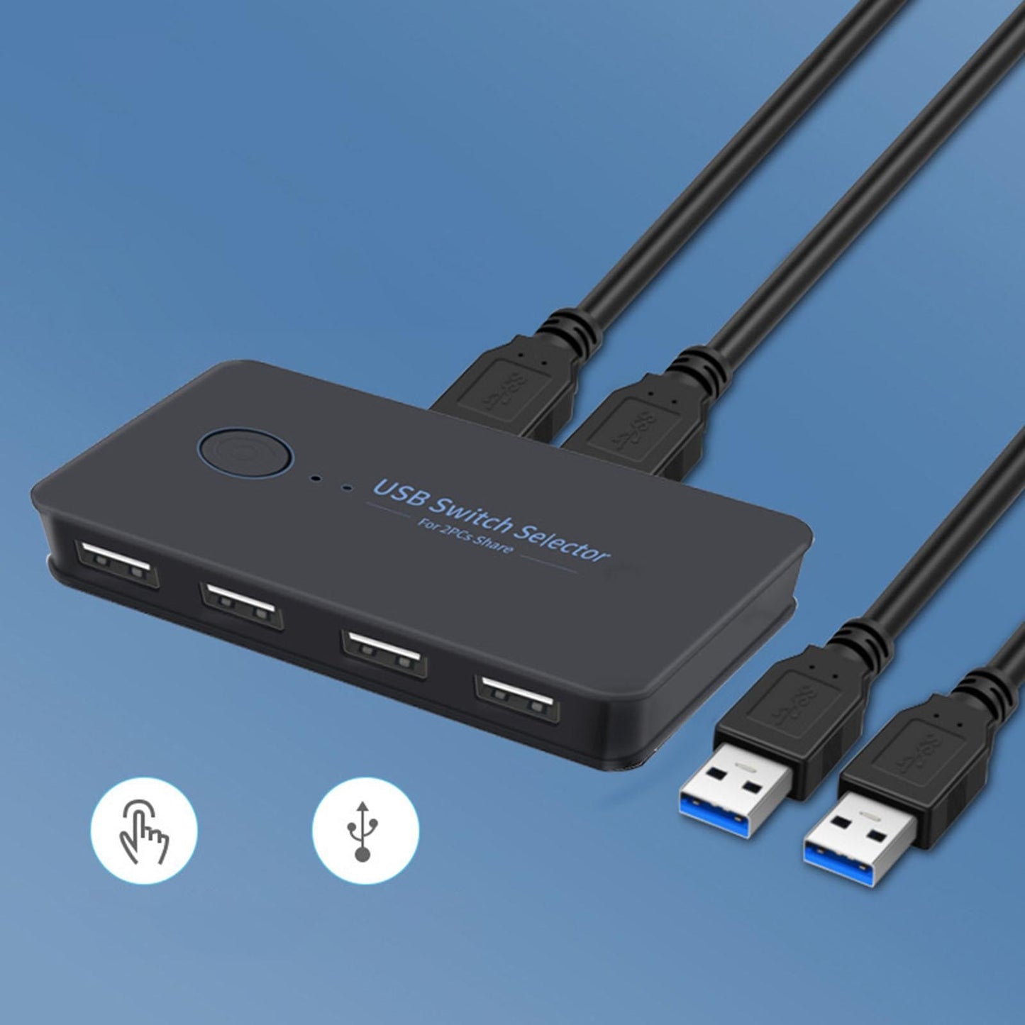 USB2.0 Switch Selector Switcher Box Hub 2 in 4 Output ,Button and LED Design