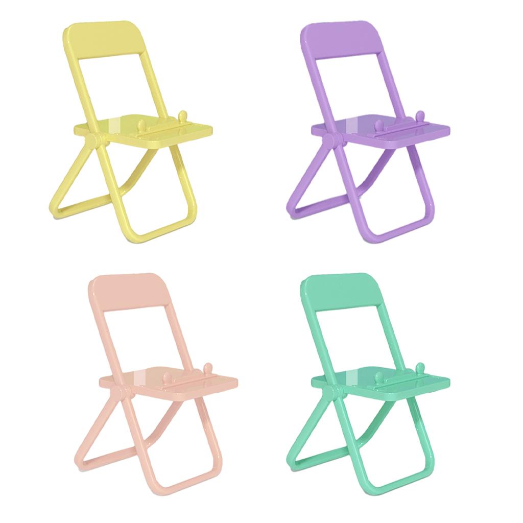 Mini Chair Phone Holder Portable Ornament Angle Adjustable for Desktop Yellow