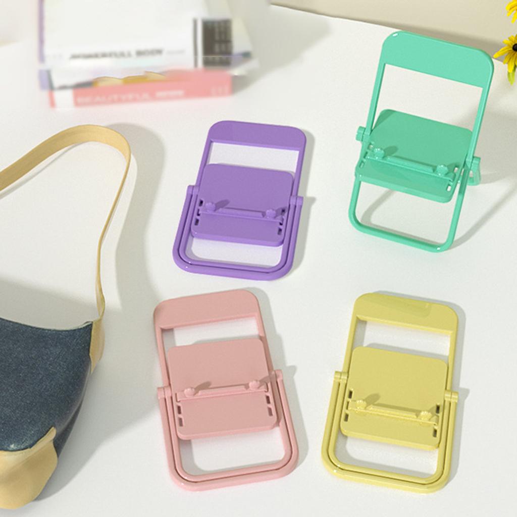 Mini Chair Phone Holder Portable Ornament Angle Adjustable for Desktop Yellow