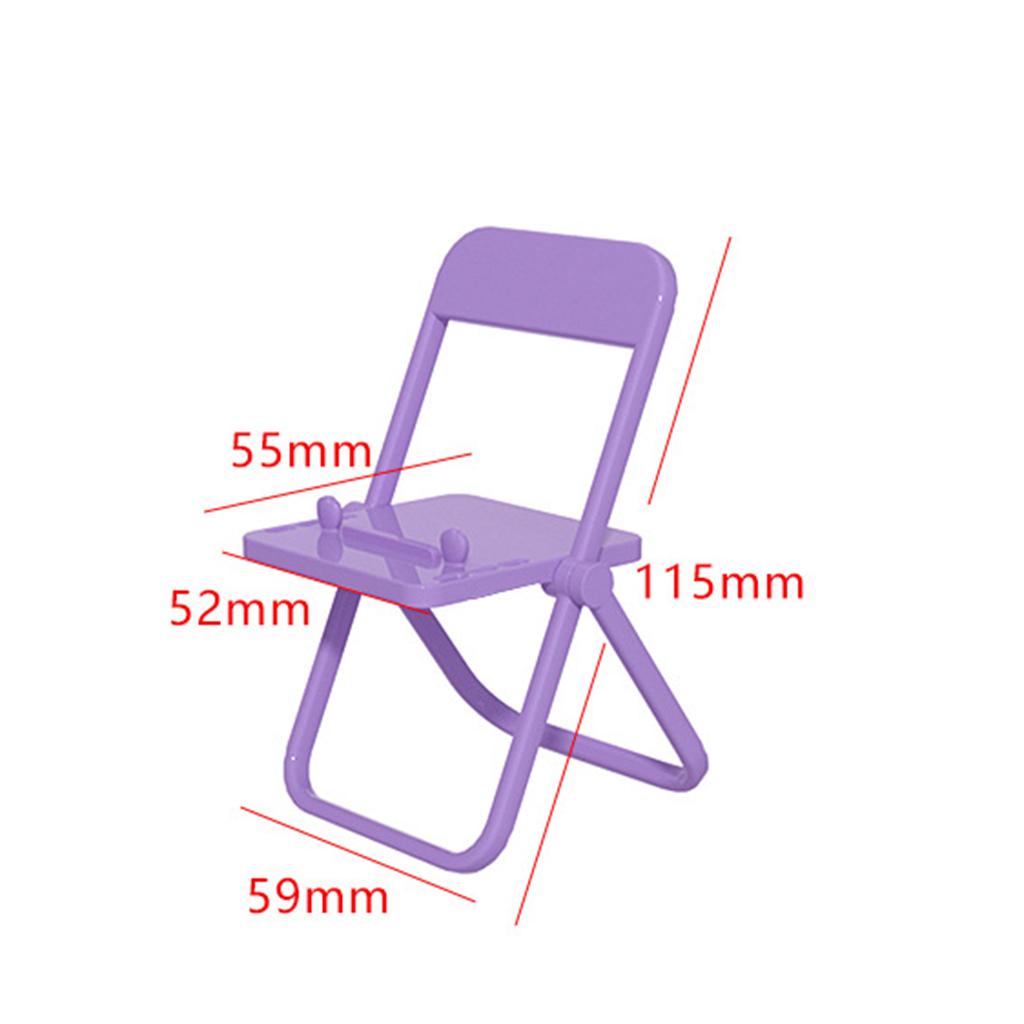 Mini Chair Phone Holder Portable Ornament Angle Adjustable for Desktop Purple