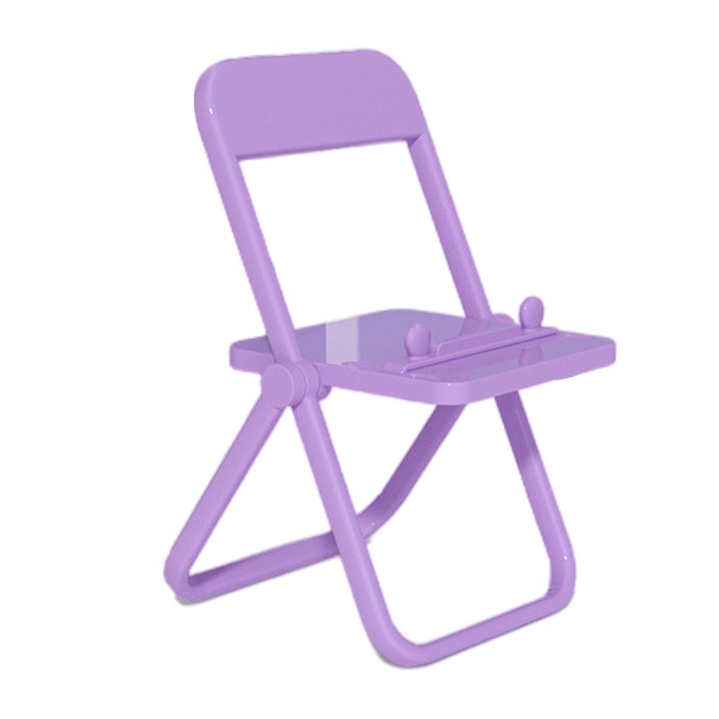 Mini Chair Phone Holder Portable Ornament Angle Adjustable for Desktop Purple