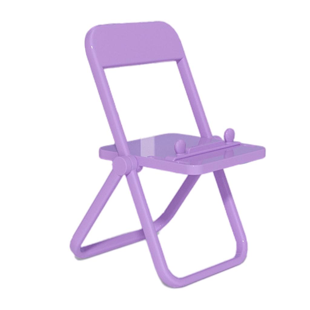 Mini Chair Phone Holder Portable Ornament Angle Adjustable for Desktop Purple