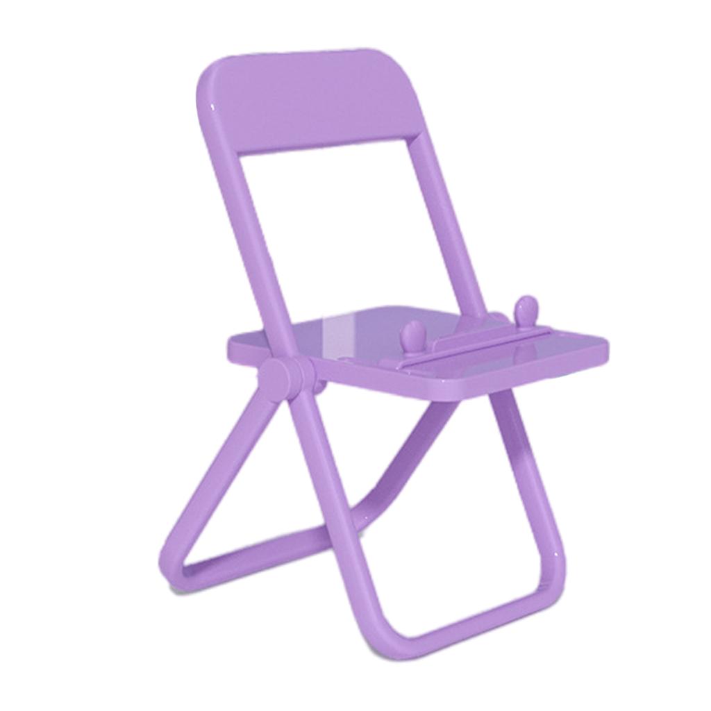 Mini Chair Phone Holder Portable Ornament Angle Adjustable for Desktop Purple