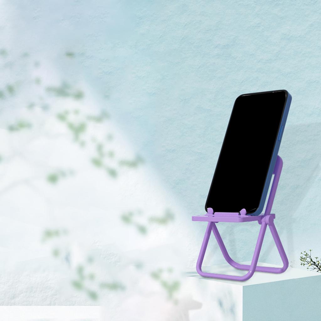 Mini Chair Phone Holder Portable Ornament Angle Adjustable for Desktop Purple