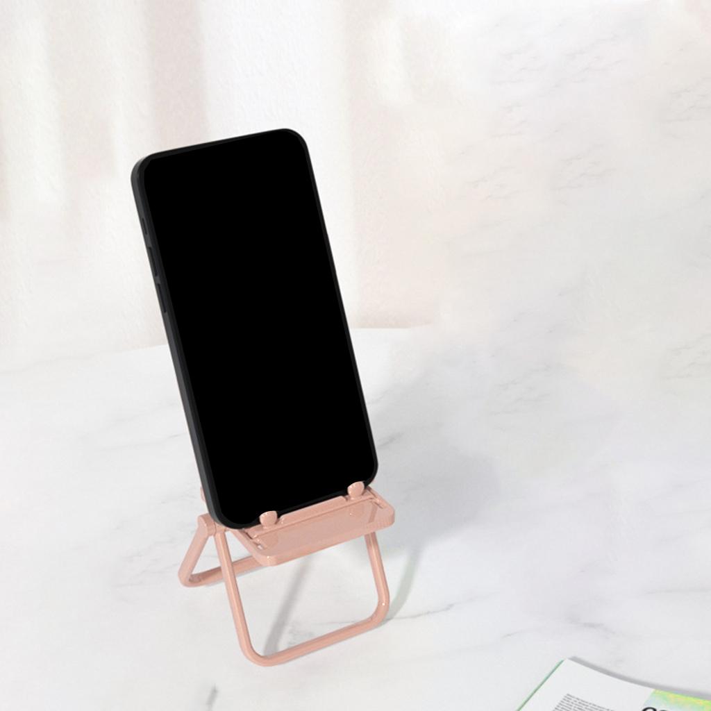 Mini Chair Phone Holder Portable Ornament Angle Adjustable for Desktop Pink