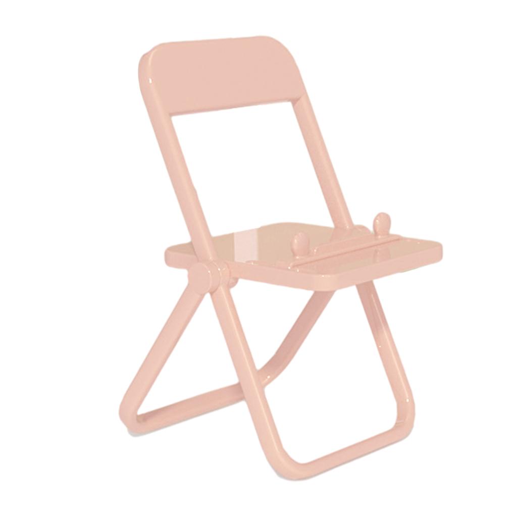 Mini Chair Phone Holder Portable Ornament Angle Adjustable for Desktop Pink