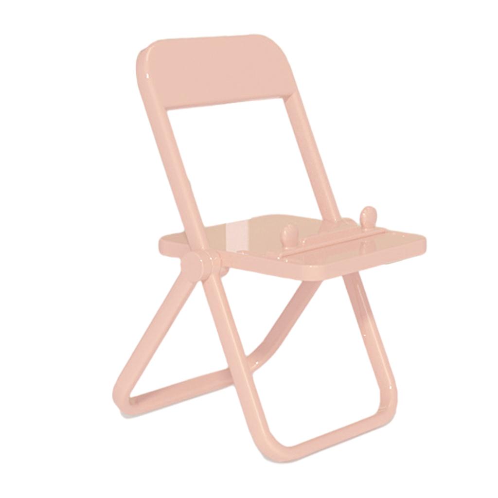 Mini Chair Phone Holder Portable Ornament Angle Adjustable for Desktop Pink