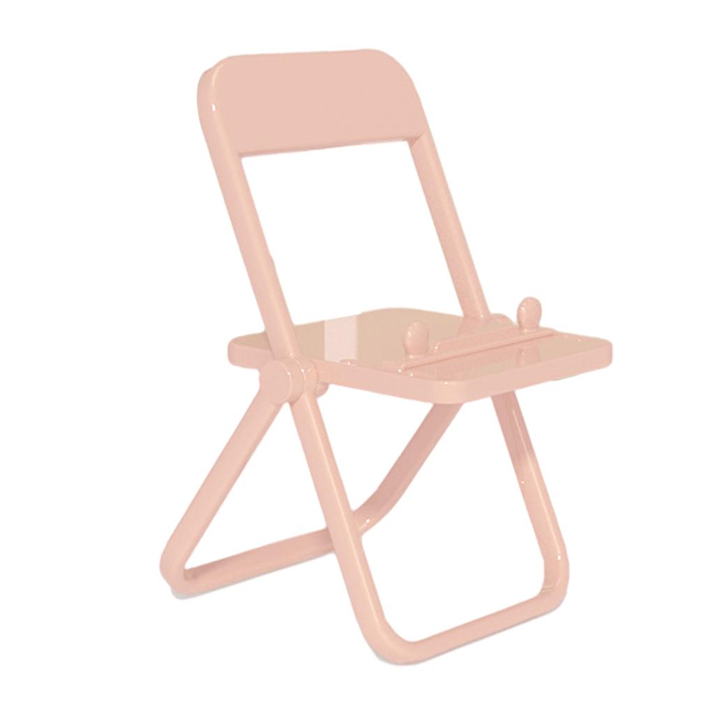 Mini Chair Phone Holder Portable Ornament Angle Adjustable for Desktop Pink