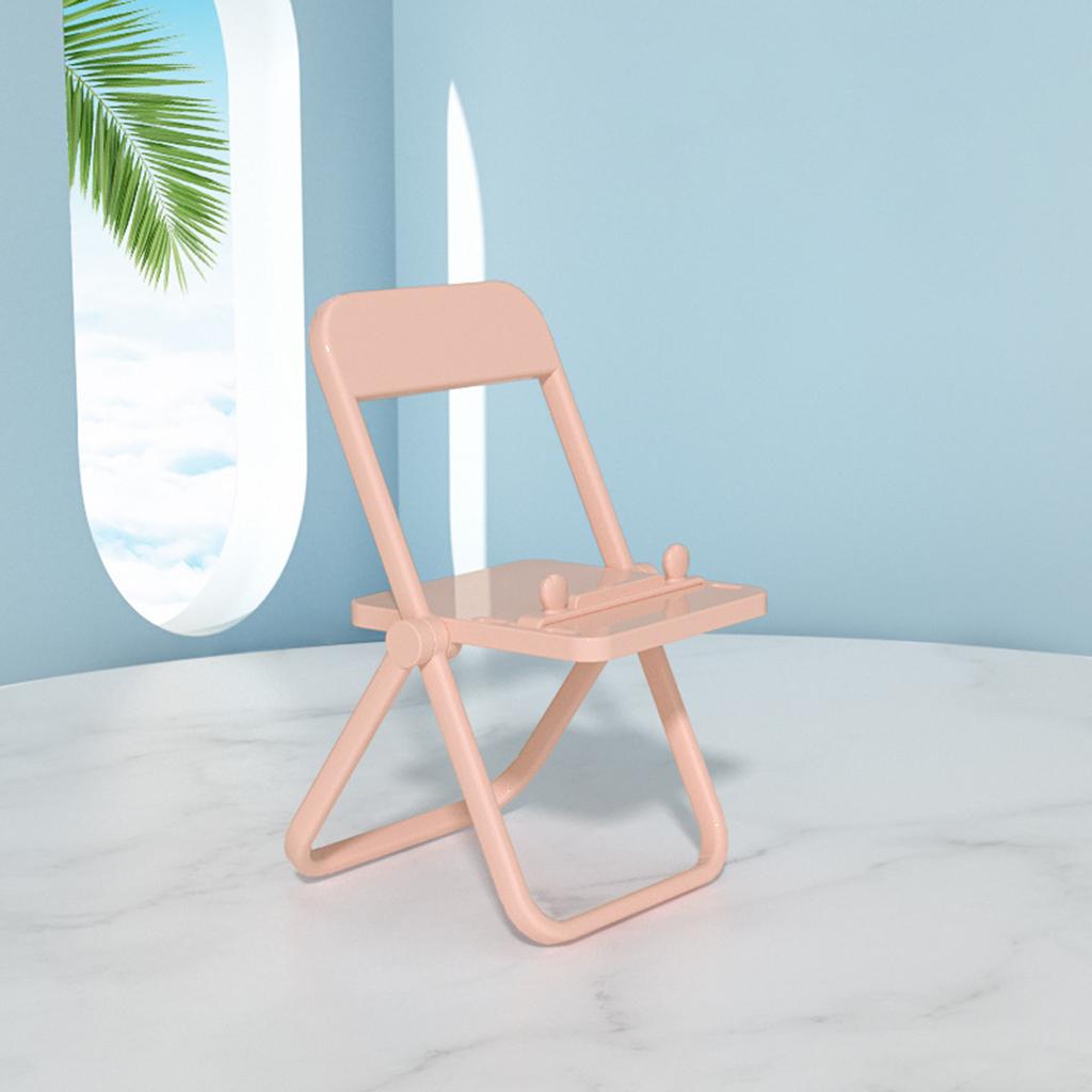 Mini Chair Phone Holder Portable Ornament Angle Adjustable for Desktop Pink